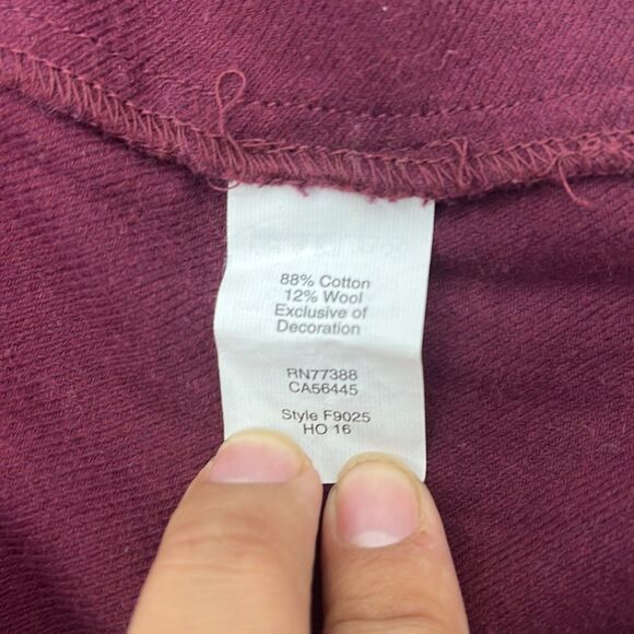 MADEWELL - Burgundy Embroidered Peasant Top (cotton/wool blend) - Size XS - Picture 7 of 7